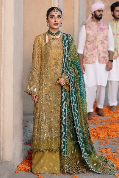 Traditional Pishwas and Dupatta Mehndi Dress #BS624 | Mehndi dress, Formal  dresses online, How to dye fabric